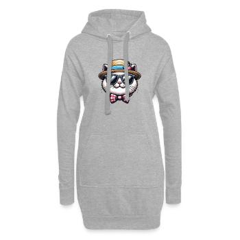 Cute Cat with Hat and Sunglasses - süsse Katze - Hoodie-Kleid - Grau meliert - Vorne