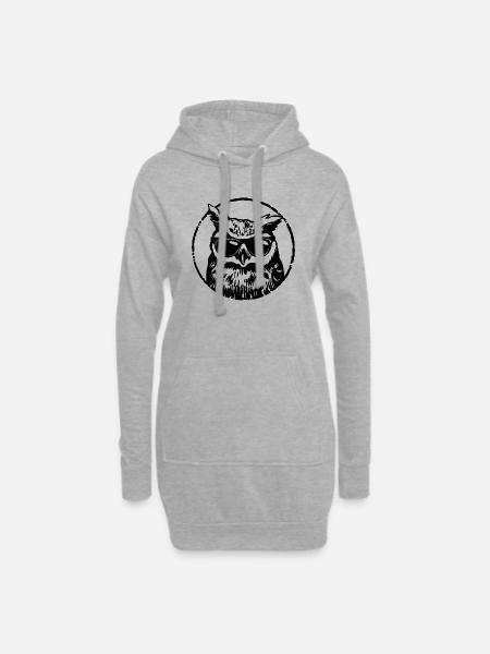 Eule - Hoodie-Kleid - Grau meliert