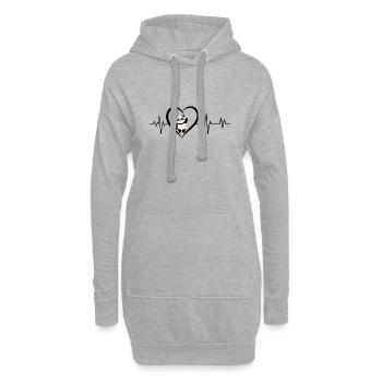 battement de cœur panda - Sweat-shirt à capuche long Femme - gris chiné - Devant