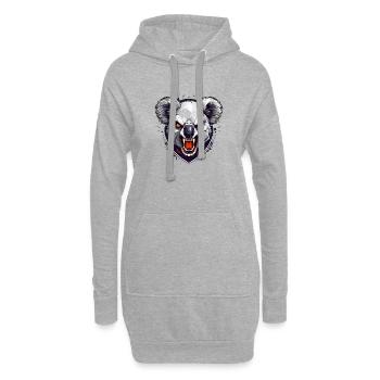 Wildes, wütendes Tier, streitbarer, kämpferischer Koala - Hoodie-Kleid - Grau meliert - Vorne