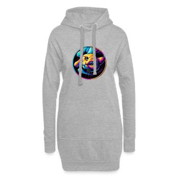 Katze Neon Bunt Farbig - Hoodie-Kleid - Grau meliert - Vorne