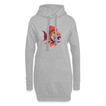 Sauvage, en colère, animal, pugnacité, combatif, poisson rouge - Sweat-shirt à capuche long Femme - gris chiné - Devant