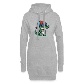 Crocodile with Basecap and Sunglasses - Krokodil - Hoodie-Kleid - Grau meliert - Vorne