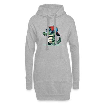 Crocodile with Basecap and Sunglasses - Krokodil - Hoodie-Kleid - Grau meliert - Vorne