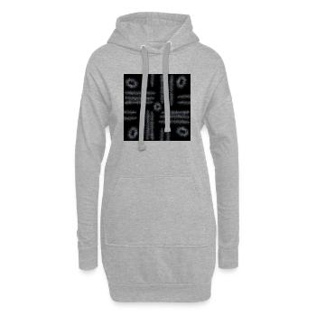 Weiße Linien und Kreise auf schwarzem Hintergrund - Hoodie-Kleid - Grau meliert - Vorne