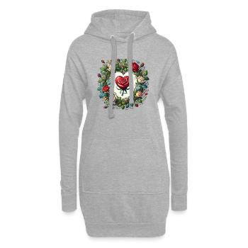 Roses - Sweat-shirt à capuche long Femme - gris chiné - Devant