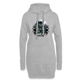 Wolf Urbexer Aufdruck mit einem Lostplace - Hoodie-Kleid - Grau meliert - Vorne