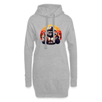 Schimpanse mit zwei Bier in der Hand - Hoodie-Kleid - Grau meliert - Vorne