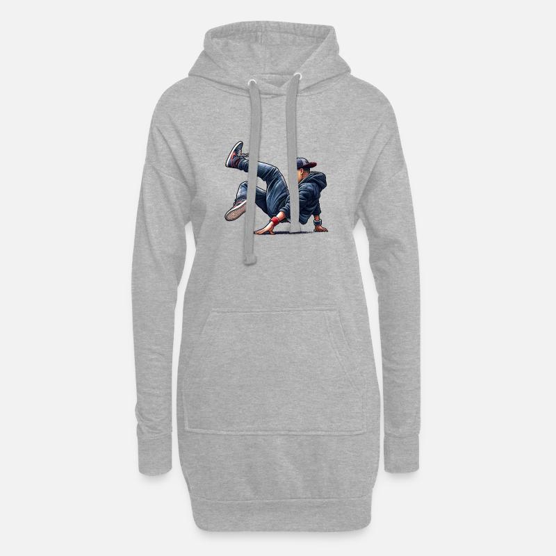 Breakdance - Sweat-shirt à capuche long Femme - gris chiné