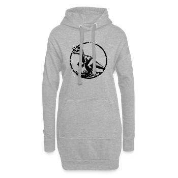 Dinosaure Dino - Sweat-shirt à capuche long Femme - gris chiné - Devant