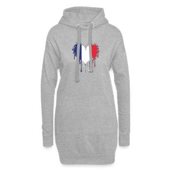 Drapeau français - bleu blanc rouge - Sweat-shirt à capuche long Femme - gris chiné - Devant