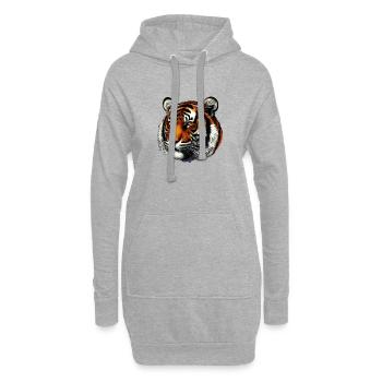 Tête De Tigre Fauve: Force De La Nature ! - Sweat-shirt à capuche long Femme - gris chiné - Devant