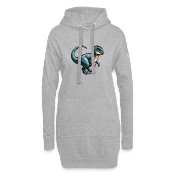 Kawaii süßer Dinosaurier - Hoodie-Kleid - Grau meliert - Vorne
