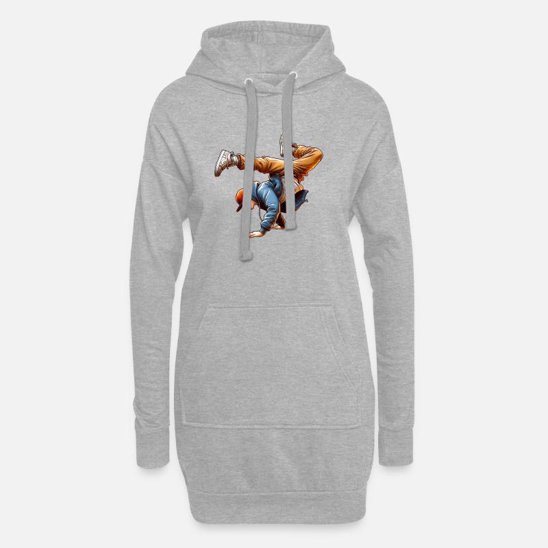 Energetische Breakdance-Tanzschritte - Hoodie-Kleid - Grau meliert