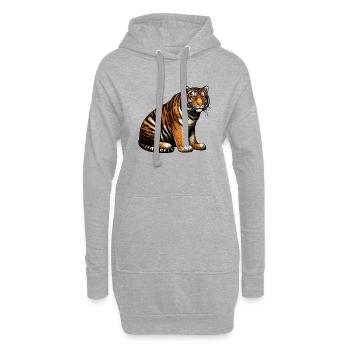 Tigre En Mouvement - Sweat-shirt à capuche long Femme - gris chiné - Devant