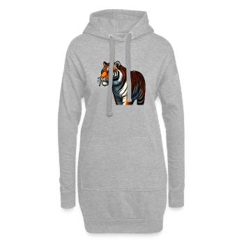 Tiger Feline Bestie: Wilde Schönheit! - Hoodie-Kleid - Grau meliert - Vorne