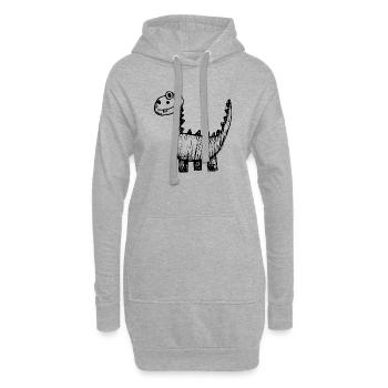 Dinosaure Dino - Sweat-shirt à capuche long Femme - gris chiné - Devant