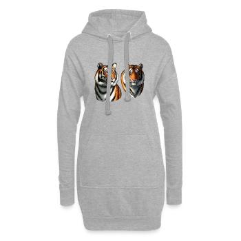 Wildkatze - Majestätischer Tiger - Hoodie-Kleid - Grau meliert - Vorne