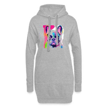 Bulldogge bunt - Hoodie-Kleid - Grau meliert - Vorne