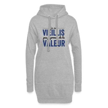Je ne vieillis pas, je prends de la valeur - Sweat-shirt à capuche long Femme - gris chiné - Devant