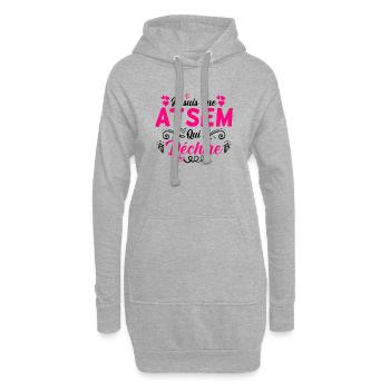 Atsem -je suis une Atsem qui déchire - Sweat-shirt à capuche long Femme - gris chiné - Devant