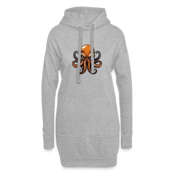 Wilder wütender Tintenfisch kämpferischer Motivationssport - Hoodie-Kleid - Grau meliert - Vorne