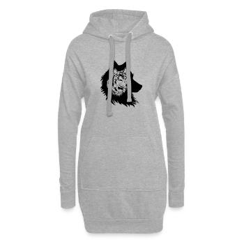 Loup : Compagnon sauvage : Le loup de la forêt - Sweat-shirt à capuche long Femme - gris chiné - Devant