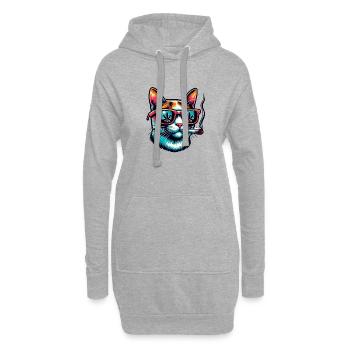 lustige Katze mit Joint - Hoodie-Kleid - Grau meliert - Vorne