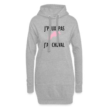 J peux pas j ai Cheval f - Sweat-shirt à capuche long Femme - gris chiné - Devant