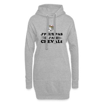 J peux pas j ai Cheval f - Sweat-shirt à capuche long Femme - gris chiné - Devant