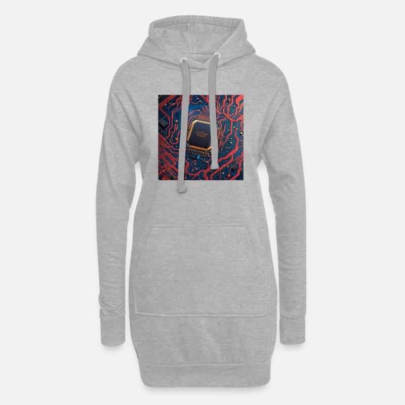 Microchip Red - Hoodie-Kleid - Grau meliert