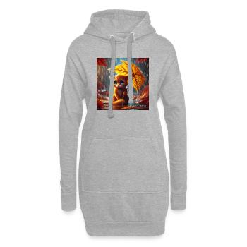 Chat Triste sous la Pluie en Automne - Sweat-shirt à capuche long Femme - gris chiné - Devant