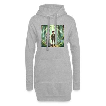 Mann mit Wolf Anime - Hoodie-Kleid - Grau meliert - Vorne