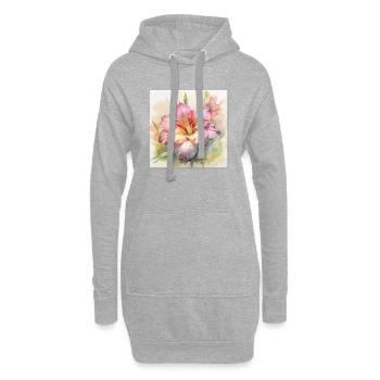 Blume in Aquarell - Hoodie-Kleid - Grau meliert - Vorne