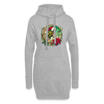 Tortue de Noël - Sweat-shirt à capuche long Femme - gris chiné - Devant