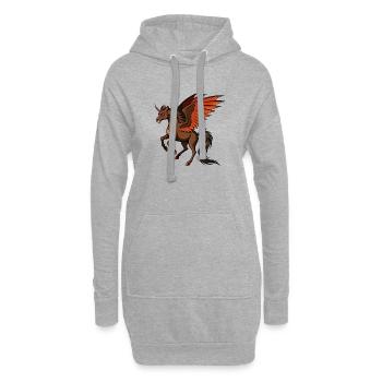 Kampfbereites Dämonenpferd - Hoodie-Kleid - Grau meliert - Vorne
