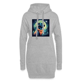 Hund im Mondlicht - Hoodie-Kleid - Grau meliert - Vorne