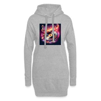 Melodische Schallplatte mit Noten - Hoodie-Kleid - Grau meliert - Vorne