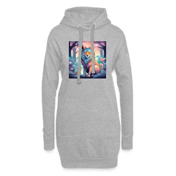 Löwe Fuchs Fabelwesen - Hoodie-Kleid - Grau meliert - Vorne
