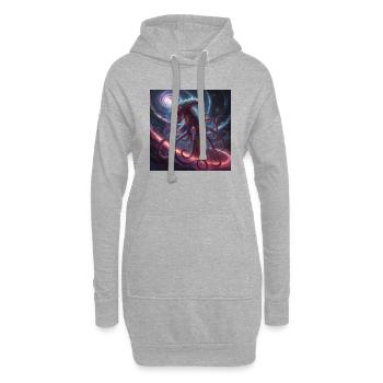 Créature quantique - Sweat-shirt à capuche long Femme - gris chiné - Devant