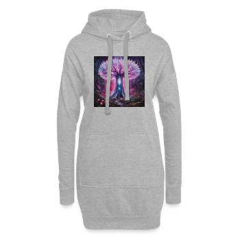 Der Kristallene Lebensbaum - Hoodie-Kleid - Grau meliert - Vorne