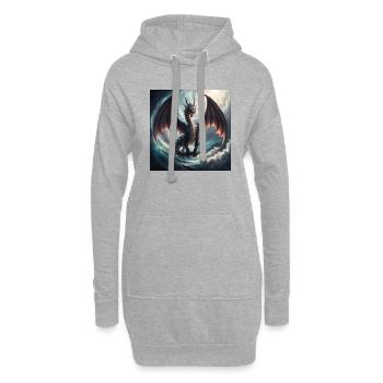 Dragon majestueux - Sweat-shirt à capuche long Femme - gris chiné - Devant