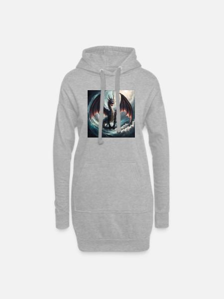 Majestic Dragon - Hoodie Dress - heather grey