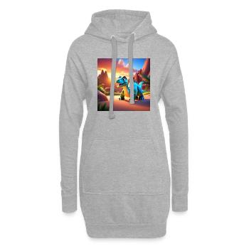 Le petit dinosaure - Sweat-shirt à capuche long Femme - gris chiné - Devant