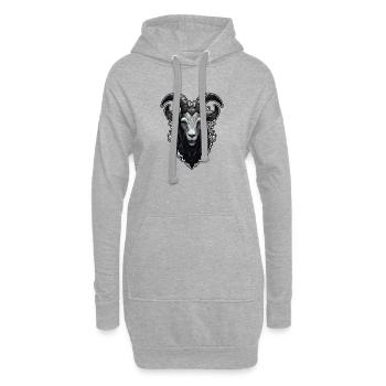 Tatouage chèvre en métal noir - Sweat-shirt à capuche long Femme - gris chiné - Devant