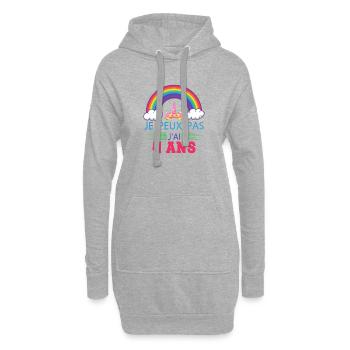 Ich kann nicht, ich bin 4 Jahre alt - Hoodie-Kleid - Grau meliert - Vorne