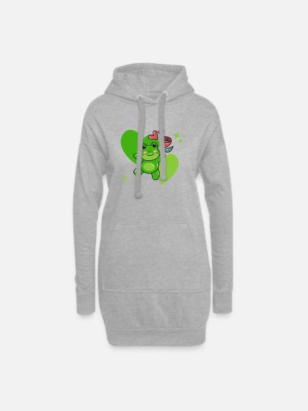 Frog with a Rose - Hoodie Dress - heather grey
