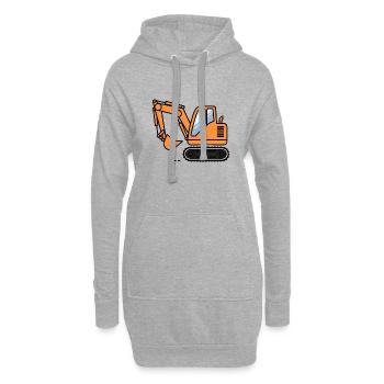 Gelbe Schaufel - Hoodie-Kleid - Grau meliert - Vorne