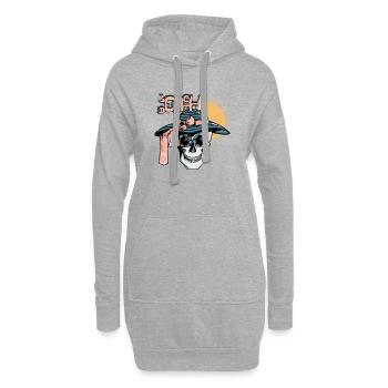 Un crâne au soleil - Sweat-shirt à capuche long Femme - gris chiné - Devant