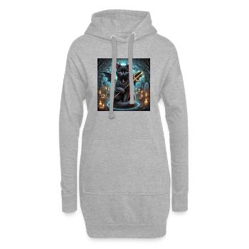 Chat noir ailé diabolique halloween - Sweat-shirt à capuche long Femme - gris chiné - Devant